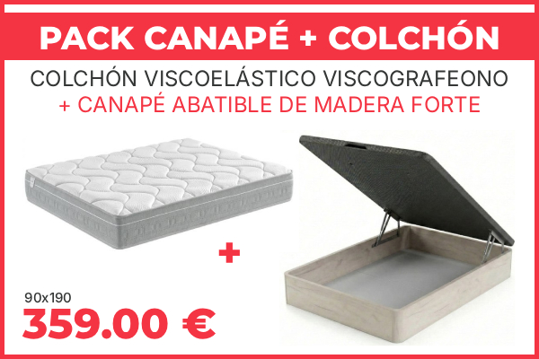 Compra tu colchón viscoelástico con canapé abatible de madera con envío gratis